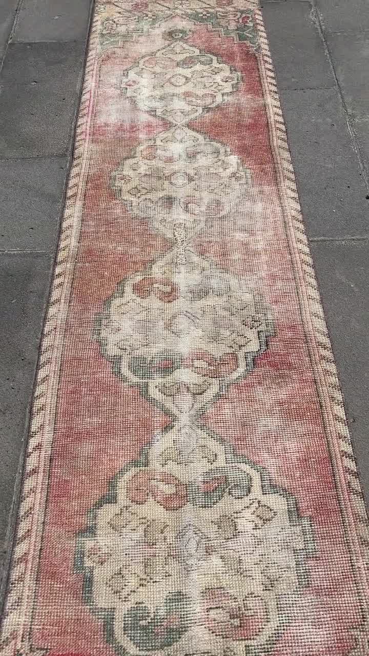 ラグ ヴィンテージラグ トルコラグ トルコラグ、3x10ランナーラグ、ヴィンテージラグ、色褪せた